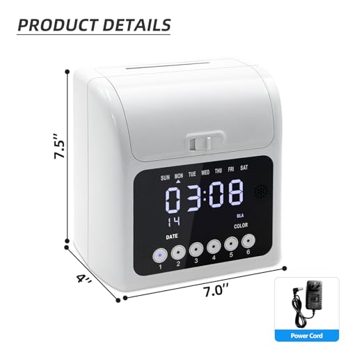 Time Clock Bundle for Small Business, Passcode Time Clock Punch Machine with 400 Time Cards, 4 Ink Ribbons, 2 Ten-Slot Time Card Racks, Auto-Align Clock in Machine for Employees - style: 400-Card Time Clock Bundle with Passcode