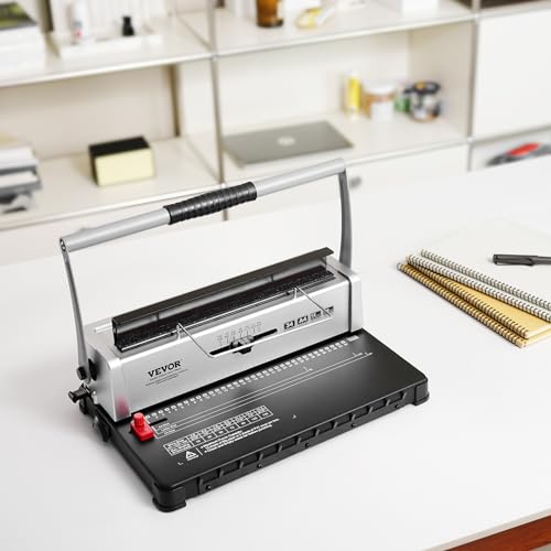 VEVOR Coil Binding Machine, Manual Book Maker 34-Holes Binding 120 Sheets, Punch Binder with Adjustable Side Margin, for Letter Size, A4, A5 - style: Coil Binding