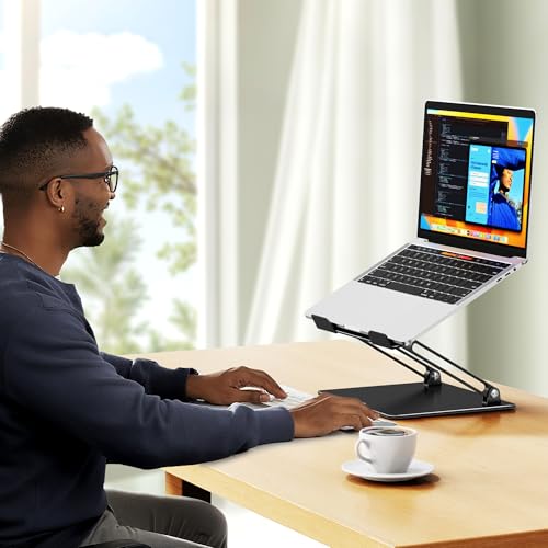 BESIGN LS10 Laptop Stand for Desk, Ergonomic Adjustable Notebook Tablet Stand, Foldable Laptop Riser, Portable Desktop Book Stands, Computer Holder Compatible with 10-14" Laptops, Black - color: A-Classic Black