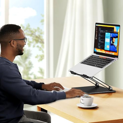 BESIGN LS10 Laptop Stand for Desk, Ergonomic Adjustable Notebook Tablet Stand, Foldable Laptop Riser, Portable Desktop Book Stands, Computer Holder Compatible with 10-14" Laptops, Black - color: A-Classic Black