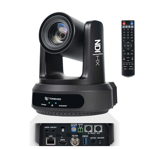 TONGVEO NDI AI Auto-Tracking IP PTZ Camera SDI/HDMI/USB3.0/LAN PoE 30X Optical + 8X Digital Zoom 1080P 60fps for Live Streaming Church Services Education Video Conference with OBS vMix and More - color: Shadow