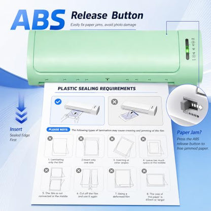 13 Inch Laminator Machine, 11x17 Hot & Cold Thermal Laminator, A3 11-in-1 Laminating Machine with 30 Sheets, 60s Warm-Up, Never-Jam Design Lamination for Teachers, Home, School & Office -Green - color: Green
