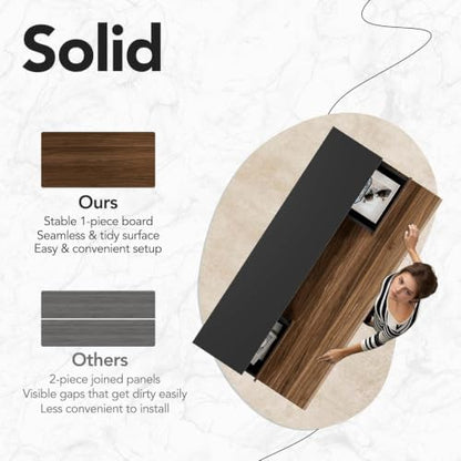 HUANUO Electric Standing Desk with Drawers, Height Adjustable, Black Walnut | 5 Storage Drawers, Whole-Piece Board, Sit Stand Up Desk with Monitor Shelf, 4 Memory Presets, Home Office Computer Desk