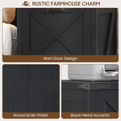 Halitaa Small Farmhouse File Cabinet with 2 Drawers for Home Office, Black - color: Black, size: 2 Drawers