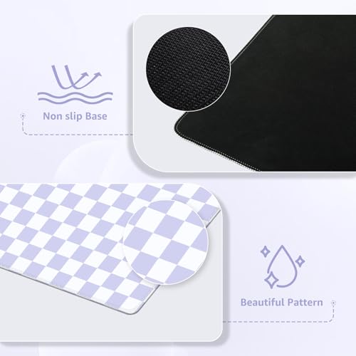 iCasso Desk Pad Mat, Cute Desk Matt for Desktop, Purple Checkered - color: Purple Checkered