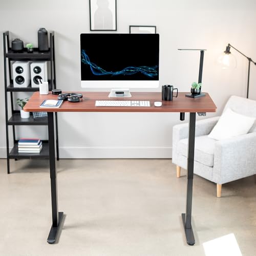 VIVO Dark Walnut 60 x 24 in Standing Desk, DESK-KIT-B06D - color: Dark Walnut Top / Black Frame, size: 60 x 24 inch