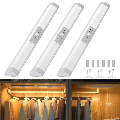 WOBANE Rechargeable LED Closet Lights Motion Sensored,Battery Operated Lamp - size: 3Pack