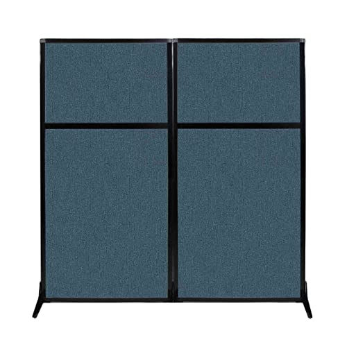 Versare Workstation Partition | Portable Wall Divider | Modern Office Cubicle | Free Standing Privacy Screen | Flexible Work Space | 66" x 70" Caribbean Fabric Panels - color: Caribbean, size: 66" Wide x 70" Tall Without Window