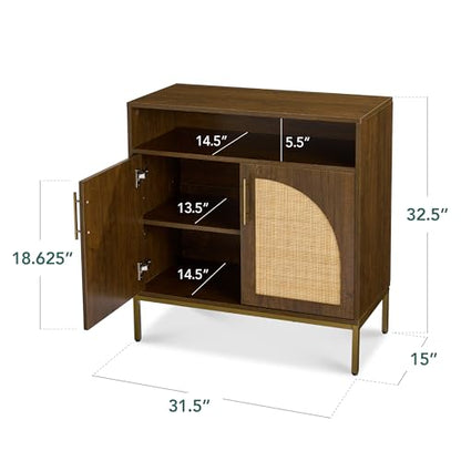 Best Choice Products Rattan Sideboard Buffet Cabinet, Entryway Table, Accent Storage Cabinet, Console Table for Hallway, Living Room, Dining Room - Brown - color: Arched Rattan, Brown