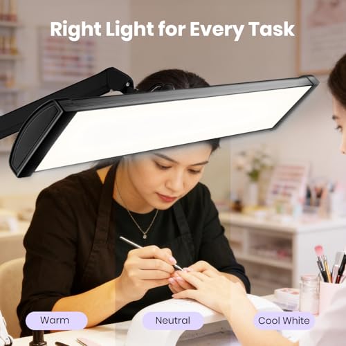 Neatfi 3,500 Lumens LED Desk Lamp, Dimmable, 26-Inch Shade, CCT (Black) - color: Black-2, size: 26-Inch Wide Shade