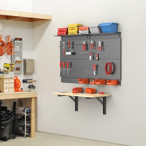 TORACK Heavy Duty Wall Mounted Folding Workbench, Collapsible Wall Table | Folding Wall Desk for Garage, Workshop, Holds up to 150 lbs, Size: 31.5 x 15.75 in - size: 31.5x15.75 inch