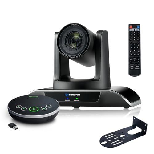 12x Zoom Conference Room Video Camera System, Al Auto-Tracking HD 1080P 60fps 12X Optical Zoom USB3.0 HDMI PTZ Camera 75° FOV and Bluetooth Conference Speaker with Microphones Bundle for Medium Room - color: Jet