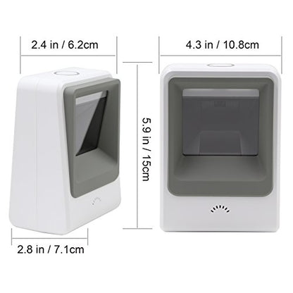 TEEMI TMSL-60 1D/2D Barcode Scanner, USB Hands-Free Desktop, White - color: White