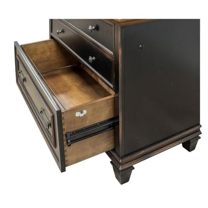 BOWERY HILL 3 Drawers 31" Lateral Black Wood Filing Cabinet Pre-Assembled Stationary Legal/Letter Size for Home, Office - color: Black