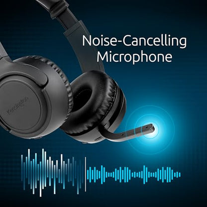 Kensington H1050 EQ Wireless Headset with Microphone, Bluetooth 5.4, ENC Microphone, Earcup Controls, Black (K80182WW) - size: Wireless/On-ear