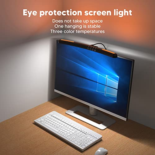 Computer Monitor Lamp, Asymmetric Optical Design Eye Protection LED Task Light Bar with Touch Dimming for Curved Monitors Office Study Gaming