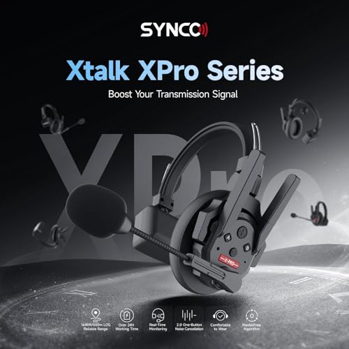 SYNCO XTalk Pro5 XPro X5 2.4GHz Wireless Headset Communication System,5Pcs | Random Master Device 500m Operating Range Real-time Monitoring AI Noise Reduction Headset for Movie Shoot Live Show - size: 5 PCS