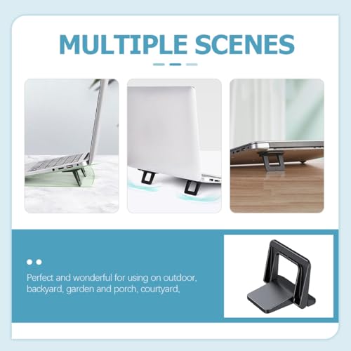 Ergonomic Laptop Stand and Airflow Riser for Desk, 2pcs Black PC Material Invisible Laptop Holder Supports Cooling and Height Elevation for Office and Home Use