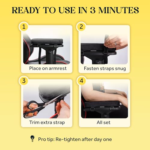 Thick Armrest Pads - Memory Foam Office Chair Arm Pads - Arm Rest for Desk Chair & Gaming Chair Armrest Pads - Chair Arm Covers - Elbow Support