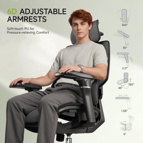 S9 Ergonomic Office Chair 3-Zone Lumbar Support for Back Pain Relief - color: Breathable Black