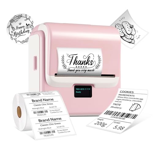ORGSTA Label Maker Machine with Tape, 3 Inch Bluetooth Label Printer T003 - color: Pink