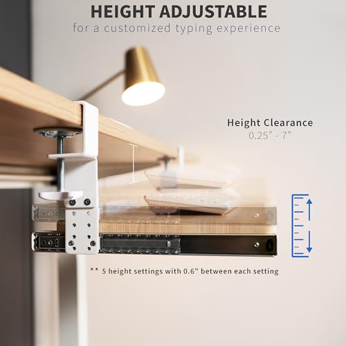 VIVO Light Wood Clamp-on 27 x 11 in Keyboard Tray, MOUNT-KB05HA - color: Light Wood, size: 27" fixed width
