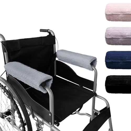 SPRING SEAON Wheelchair Armrest Pads Covers Fuzzy Desk Chair Arm Pads Soft - color: Gray