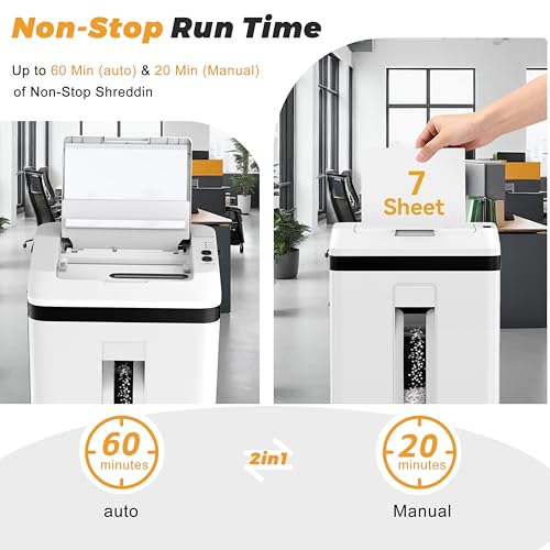 150-Sheet Paper Shredder Heavy Duty, Micro Cut and CDs/Cards, P5 Ultra Security, 60 Min Non Stop Shredder for Home Office, 5.3 Gallon Bin with Wheels, <60 dB (OL289) - size: 150 Sheet Auto Feed