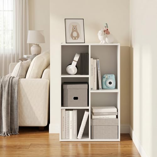 5-Cube Bookshelf, Reversible Bookcase, Book Shelf, Cube Storage Organizer, 9.4 x 19.5 x 31.5, for Home Office, Living Room, Bedroom, White - color: White, size: 5 Cube