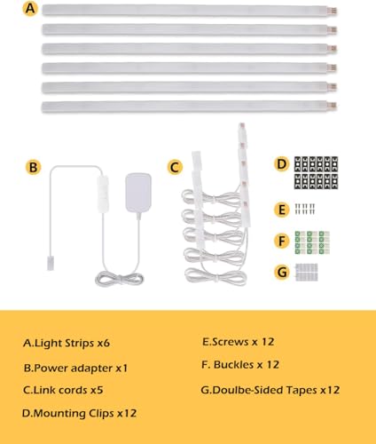 Cefrank 6-Pack Linkable Under Cabinet Lighting, 12" LED Shelf Light Bars - color: White