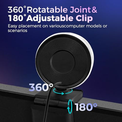 4K Webcam for PC with Microphone & Light & Privacy Cover - color: Silver, style: 4K Sony Sensor PDAF