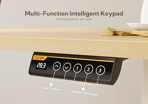 Claiks Electric Height Adjustable Standing Desk, 55x24 Inch, Nature | Smooth Height Adjustment, 3 Memory Presets, Cable Management Hub&Hook, Stable Steel Frame, 176lbs Capacity, Easy Assembly - color: Nature, size: 55