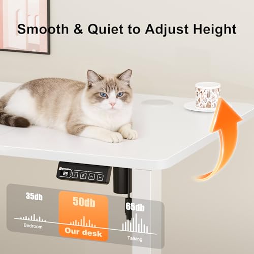 47"x24" Standing Desk, Height Adjustable Sit-Stand Office, White | Electric Adjustable Standing Desk, Sit to Stand Computer Office Desk with Splice Board, Memory Preset, Lifts 28.7''-46.5" - color: White Frame-white, size: 47.2-inch