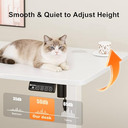 47"x24" Standing Desk, Height Adjustable Sit-Stand Office, White | Electric Adjustable Standing Desk, Sit to Stand Computer Office Desk with Splice Board, Memory Preset, Lifts 28.7''-46.5" - color: White Frame-white, size: 47.2-inch