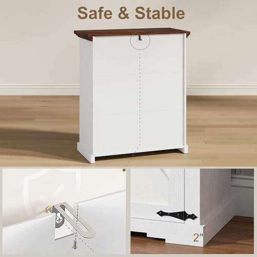 Coffee Bar Cabinet, 27.6" W Farmhouse Buffet Cabinet with Door & Drawer, Kitchen Cabinet with Adjustable Shelf for Hallway, Living Room, Dinning Room (White) - color: White