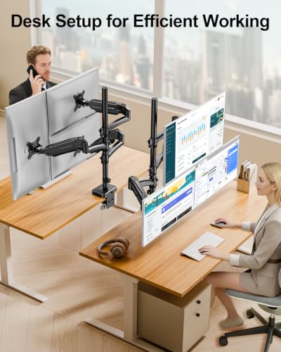 MOUNT PRO Triple Monitor Mount for Max 32" Computer Screen, Adjustable 3 Monitor Desk Mount, up to 19.8lbs Each, Three Display Arm with Tilt Swivel Rotation, VESA Mount 75x75/100x100mm - style: Max 32“ Gas Spring（stacked）