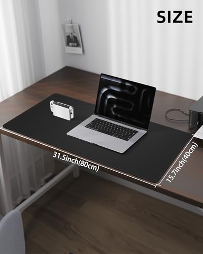 Leather Desk Pad Protector, Black, 31.5" x 15.7", Desk mat - color: Black, size: 31.5" x 15.7"