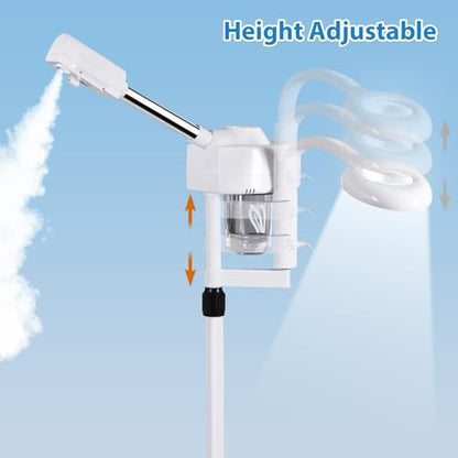 2 in 1 Facial Steamer 5X Magnifying Lamp - Hot Ozone Spa Machine, Mist Face Salon Beauty Skin Care Equipment - size: 2 in 1 Facial Steamer