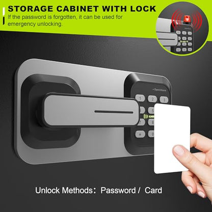 70.08’’ Dual Smart Lock Garage Storage Cabinet with Digital Keypad, Tall Metal Storage Cabinet with Hooks and Adjustable Shelves, Locking File Cabinet, Locking Cabinet for Garage Office Pantry