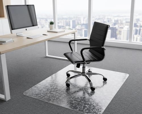 36" x 48" Rose Pattern Office Chair Mat, Clear Carpet Floor Protector - size: 36"x 48" with Rose Pattern