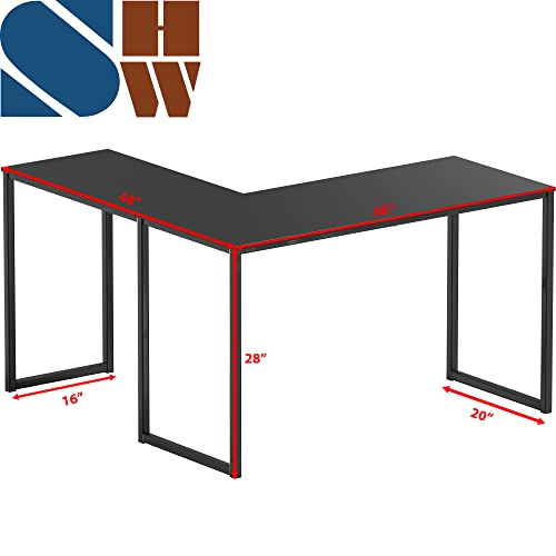 SHW Mission 48 x 48 L-Shape Home Office Computer Desk, Black - color: Black, size: 48-Inch L-Shaped