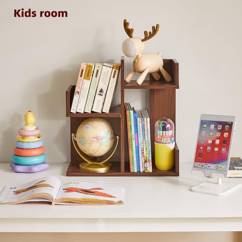 Aibiju Small Bookshelf for Small Space, Unique Cactus Bookcase, Kitchen Counter Shelf Desktop Organization, Light Walnut YD-DSR002LW - color: Light Walnut