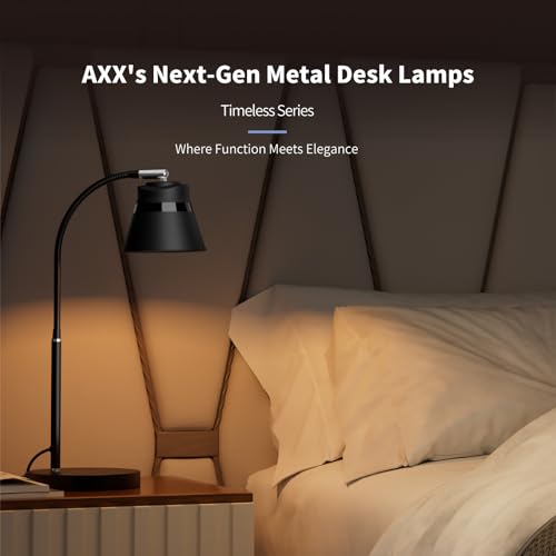 AXX Metal Desk Lamp, 24-Inch Table Light for Home Office/Bedroom/College Dorm Room, LED Bulb Included, 1000LM, 3 Color Modes, 10 Dimmable Levels, Black - color: Black