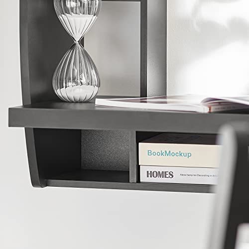 Haotian SoBuy Wall Mounted Folding Table Home Office Workstation Computer Desk with Storage Shelves Trestle Desk, Black FWT18-SCH