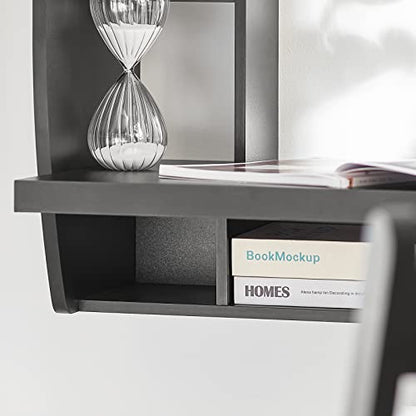 Haotian SoBuy Wall Mounted Folding Table Home Office Workstation Computer Desk with Storage Shelves Trestle Desk, Black FWT18-SCH