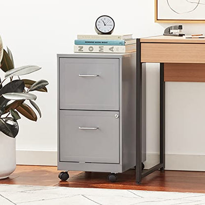 Lorell 2-Drawer Mobile File Cabinet, Gray- (LLR16873)