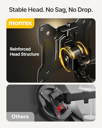 monTEK Triple Monitor Stand for 17-32" Screens, 22 lbs Each | Three-screen desk mount, height adjustment, tilt, swivel, rotation, clamp/grommet bases and VESA 75/100 - size: Triple Monitor