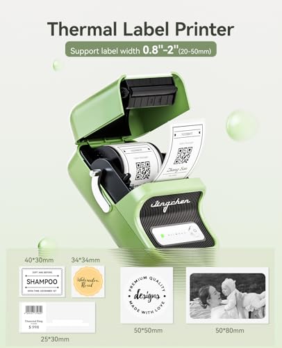 NIIMBOT B21 Label Maker, 2 Inch Bluetooth Thermal Label Printer, Green | Retro Sticker Printer, for Address, Logo, Canning Jar, Candle, Mailing,Gift, Compatible with Phones and PC - color: Green