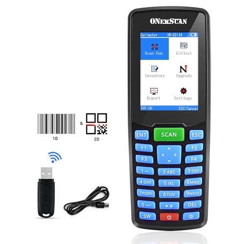 Wireless Barcode Scanner, Portable Inventory Scanner 1D&2D&PDF417 Handheld Bar Code Scanners for Collector Data Terminal Inventory Device QR Code Reader with 2.8 Inch LCD Screen