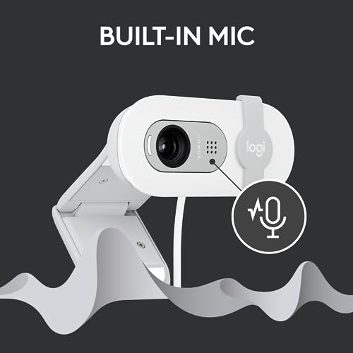 Logitech Brio 100 Full HD 1080p Webcam for Meetings and Streaming, Auto-Light Balance, Built-in Mic, Privacy Shutter, USB-A, for Microsoft Teams, Google Meet, Zoom and More - Off White (Renewed)